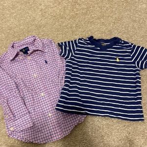 Ralph Lauren Toddler Boy Shirt Bundle One Dress Shirt and One TShirt Size 2T